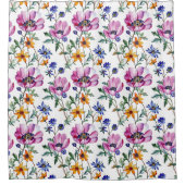 Rideaux De Douche Aquarelle Joli violet et jaune Floral (Devant)