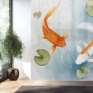 Rideaux De Douche Aquarelle Koi Pond Serenity Style japonais