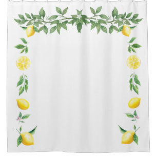 Rideaux De Douche Aquarelle Lemon Floral Méditerranéen Italien