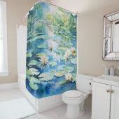 Rideaux De Douche Aquarelle Lily Pond Serenity (En situation)