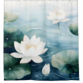 Rideaux De Douche Aquarelle Lotus Blossom Dreamscape Style japonais (Devant)