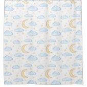 Rideaux De Douche Aquarelle Lune étoiles et nuages Motif (Devant)