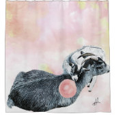 Rideaux De Douche Aquarelle maman et bébé Pygmée chèvres Bubblegum (Devant)
