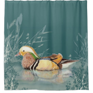 Rideaux De Douche Aquarelle Mandarin Canard chinois Oiseau