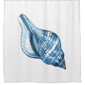 Rideaux De Douche Aquarelle marine côtière bleu coquille (Devant)