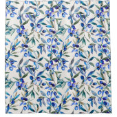 Rideaux De Douche Aquarelle méditerranéenne Branches d'olive bleu (Devant)