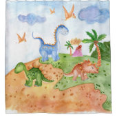 Rideaux De Douche Aquarelle mignonne Bébé Dinosaure Garçons préhisto (Devant)