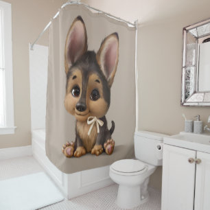 Rideaux De Douche Aquarelle mignonne Chien Chien Chien Tan