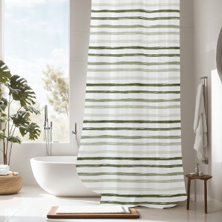 Rideaux De Douche Aquarelle moderne Bande verte