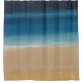 Rideaux De Douche Aquarelle moderne Gold Blue Beach (Devant)