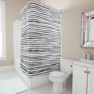 Rideaux De Douche Aquarelle moderne noir et blanc