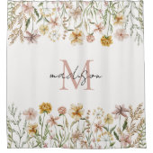 Rideaux De Douche Aquarelle monogramme Fleur sauvage Floral de prair (Devant)