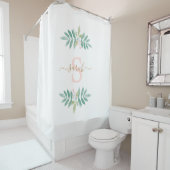 Rideaux De Douche Aquarelle Monogramme floral (En situation)