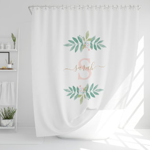 Rideaux De Douche Aquarelle Monogramme floral
