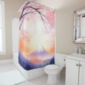 Rideaux De Douche Aquarelle Mont Fuji Dusk Style japonais (En situation)