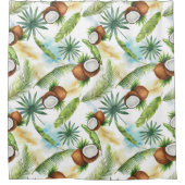 Rideaux De Douche Aquarelle Motif de noix de coco tropicale (Devant)