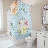 Rideaux De Douche Aquarelle Motif Floral (En situation)