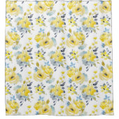 Rideaux De Douche Aquarelle Motif Floral Jaune (Devant)