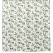 Rideaux De Douche Aquarelle Noël Holly Berries Botaniques (Devant)
