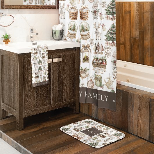 Rideaux De Douche Aquarelle Noël personnalisé moderne