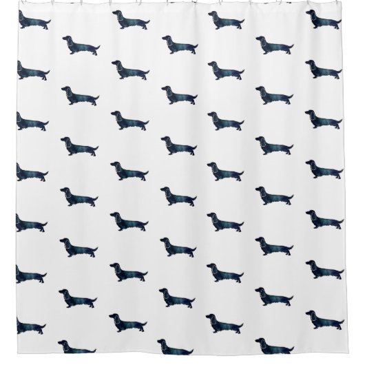 Rideaux De Douche Aquarelle noire longue hailée Dachshund (Devant)