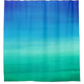 Rideaux De Douche Aquarelle Océan Bleu Plage Vert Tropical (Devant)