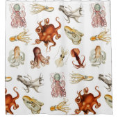 Rideaux De Douche Aquarelle Octopus Cephalopod Océan Animaux (Devant)