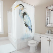 Rideaux De Douche Aquarelle Oiseau de grand héron bleu (En situation)