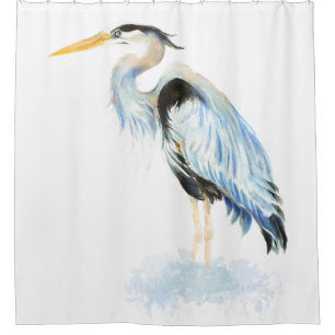 Rideaux De Douche Aquarelle Oiseau de grand héron bleu