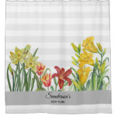 Rideaux De Douche Aquarelle Orange Fleur Jaune Tirures Douche Cur (Devant)