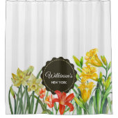 Rideaux De Douche Aquarelle Orange Jaune Fleurs de printemps (Devant)