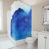 Rideaux De Douche Aquarelle Orient Accent bleu (En situation)