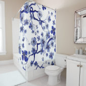 Rideaux De Douche "Aquarelle orientale motif avec branche sakura. S (En situation)