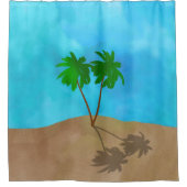 Rideaux De Douche Aquarelle Palm Tree Beach Scène Collage Douche Cu (Devant)