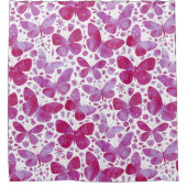 Rideaux De Douche Aquarelle papillon Magenta Rose (Devant)