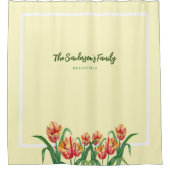 Rideaux De Douche Aquarelle Parrot Jaune Tulipes Art Floral (Devant)