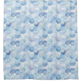 Rideaux De Douche Aquarelle Pastel Bleu Cercles Blancs Motif (Devant)