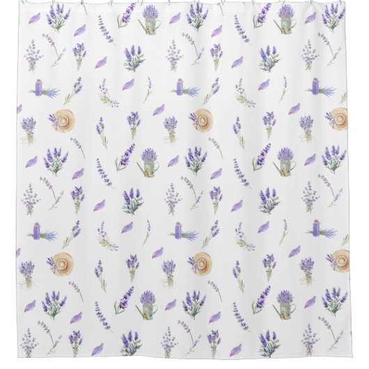 Rideaux De Douche Aquarelle Pastel Lavender Fleurs (Devant)