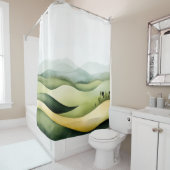 Rideaux De Douche Aquarelle Paysage japonais traditionnel (En situation)