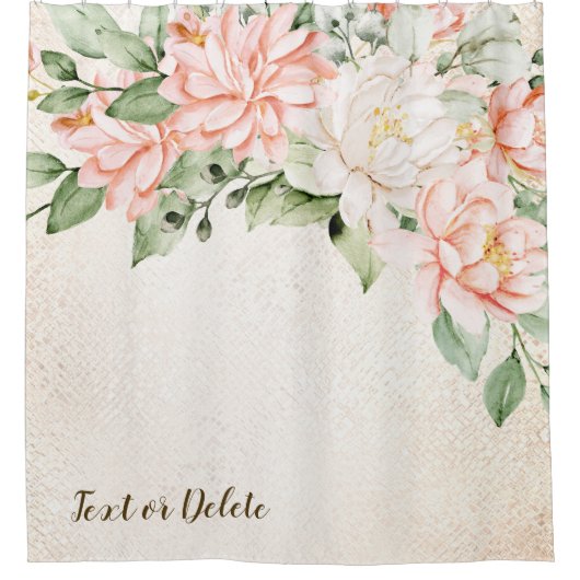 Rideaux De Douche Aquarelle Pêche Fleurs blanches Élégant (Devant)