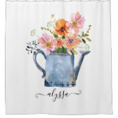 Rideaux De Douche Aquarelle peinte à la main Floral (Devant)