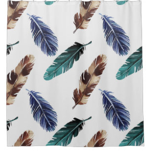 Rideaux De Douche Aquarelle peinte à la main motif sans couture avec