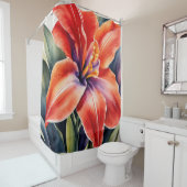 Rideaux De Douche Aquarelle Peinte Orange Lily Flower (En situation)