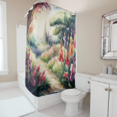 Rideaux De Douche Aquarelle Peinture du paysage de Gladiolus (En situation)