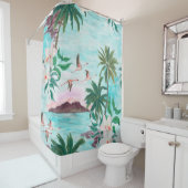 Rideaux De Douche Aquarelle peinture sans couture motif avec hawaïen (En situation)