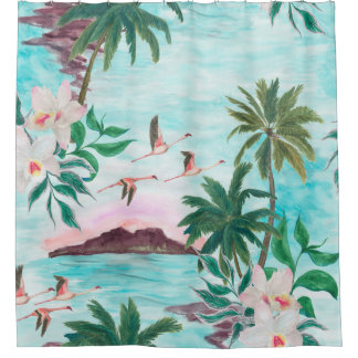 Rideaux De Douche Aquarelle peinture sans couture motif avec hawaïen