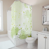 Rideaux De Douche Aquarelle Plaques Vert et Sage (En situation)