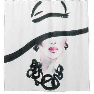 Rideaux De Douche Aquarelle portrait femme, abstraite illust de mode