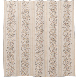 Rideaux De Douche Aquarelle rayures florales chaud ocre brun