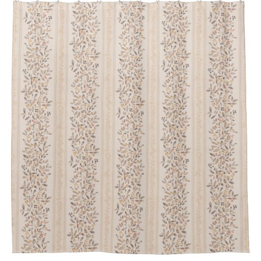 Rideaux De Douche Aquarelle rayures florales chaud ocre brun (Devant)